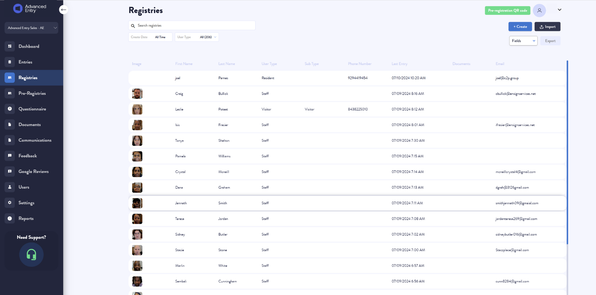 screenshot of Advanced Entry